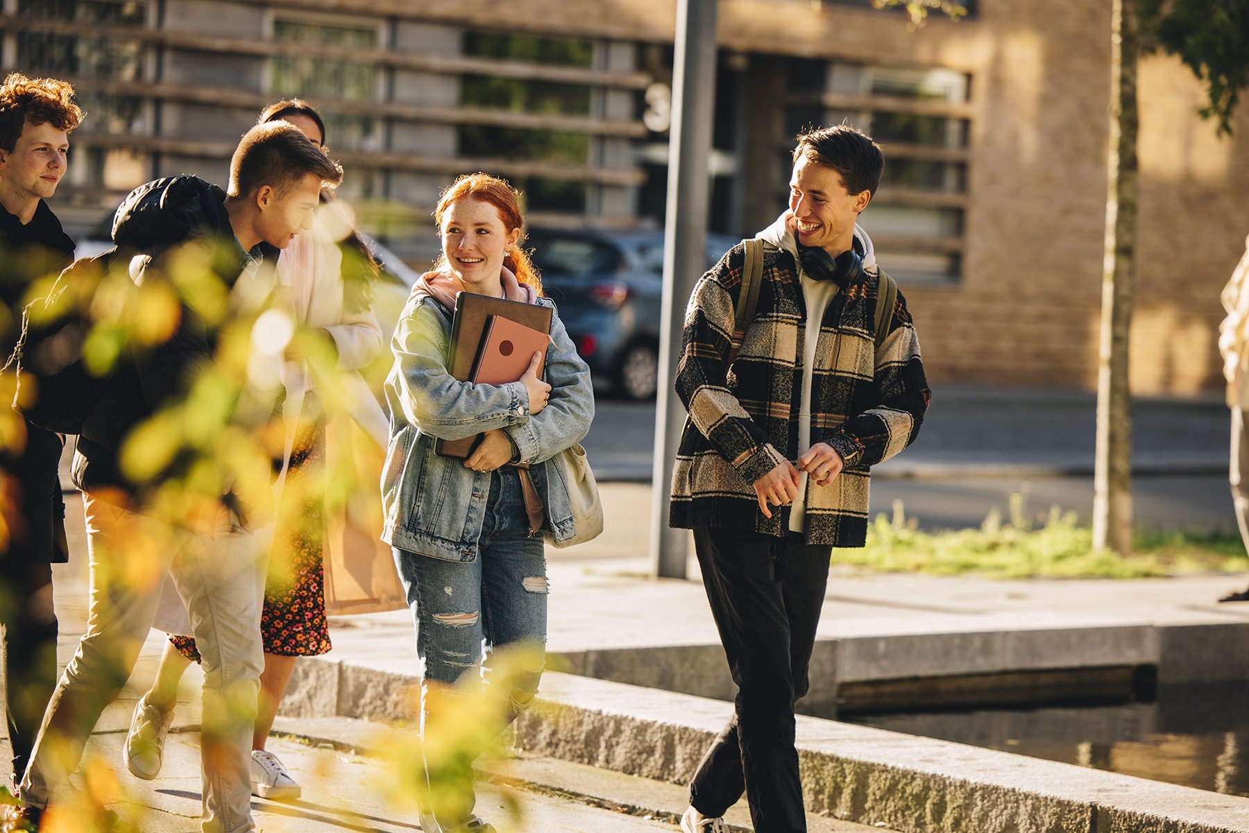 students walking on campus